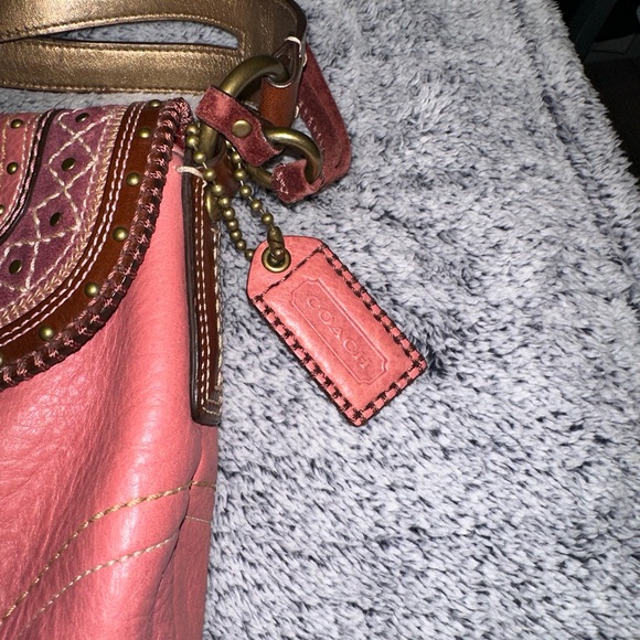 Coach G630479 Limited Edition Studded Pink& Brown SoHo Flap Leather Shoulder Bag - Picture 5 of 6